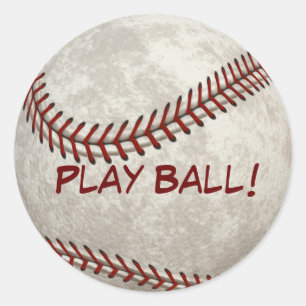 Pegatina Redonda Juego de pelota "bola del béisbol del juego!" Más