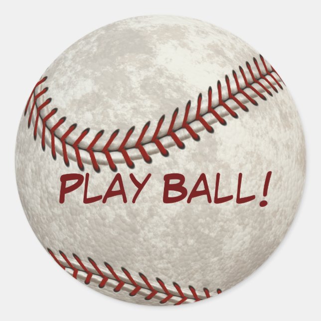 Pegatina Redonda Juego de pelota "bola del béisbol del juego!" Más (Anverso)