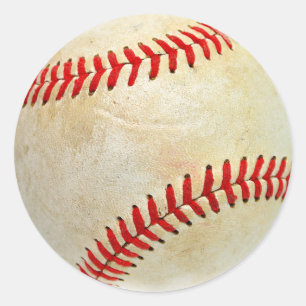 Pegatina Redonda Juego de pelota de béisbol: viejo sucio