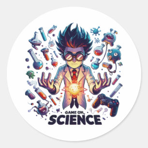 Pegatina Redonda Juego de Poción Química, Tema de Ciencia