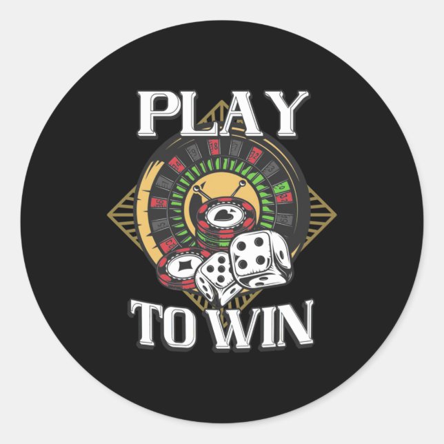 Pegatina Redonda Juego de póquer para ganar (Anverso)
