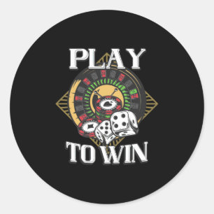 Pegatina Redonda Juego de póquer para ganar