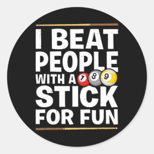 Pegatina Redonda Juego De Snooker Golpea A La Gente Con Jugadores D