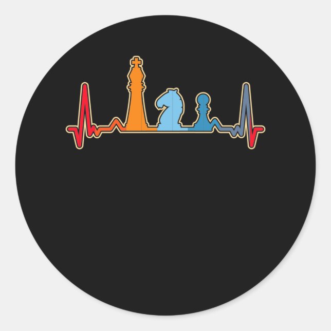 Pegatina Redonda Juego de tablero de ajedrez retro (Anverso)