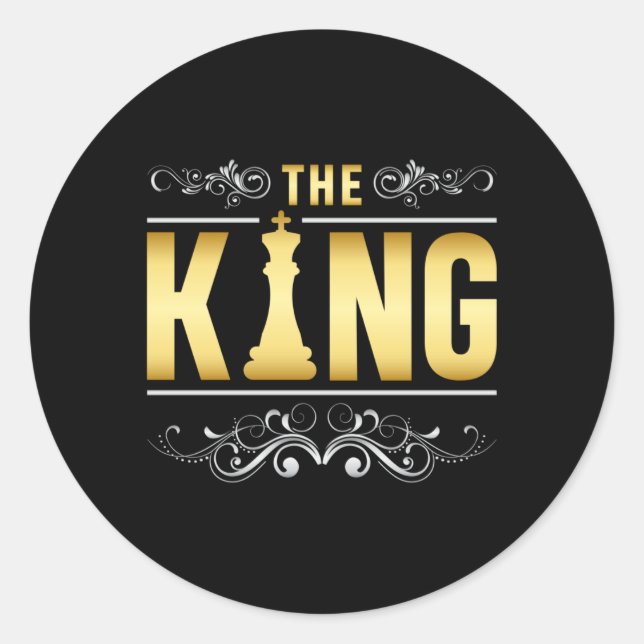 Pegatina Redonda Juego de tablero King Checkmate de ajedrez (Anverso)