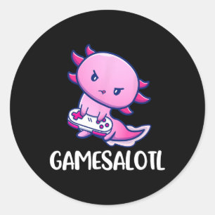 Pegatina Redonda Juego de vídeo Axolotl Cute