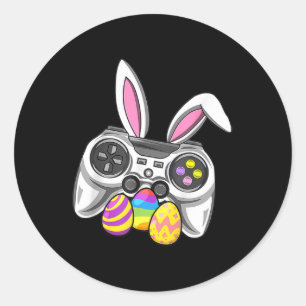 Pegatina Redonda Juego de video Bunny Eggs Costume Día de Pascua Ni