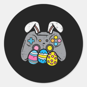Pegatina Redonda Juego de video Bunny Eggs Gamer de juegos Niños Ho