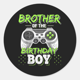 Pegatina Redonda Juego De Video Cumpleaños Hermano Del Niño De Cump