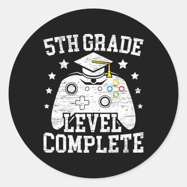 Pegatina Redonda Juego de vídeo de grado completo para graduación d (Anverso)