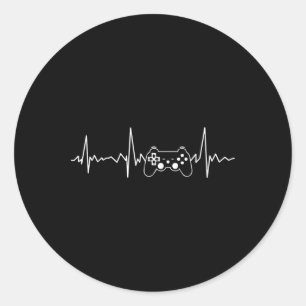 Pegatina Redonda Juego de video divertido Heartbeat Boys Gamer