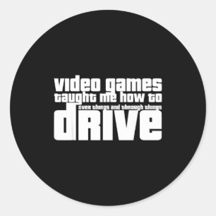 Pegatina Redonda Juego de video divertido para nuevos conductores d