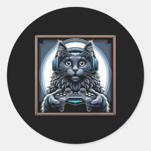Pegatina Redonda Juego de video Nebelung Cat Gaming
