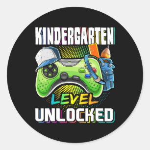 Pegatina Redonda Juego de video sin bloquear de nivel de kindergart