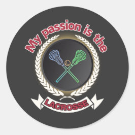 Pegatina Redonda Juego deportivo de pasión por bolas cruzadas Lacro