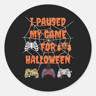 Pegatina Redonda Juego Detuve Mi Juego Para Halloween Fun Gamer Bo