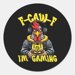 Pegatina Redonda Juego divertido de gallo F-caw-f Gallina Fcawf soy
