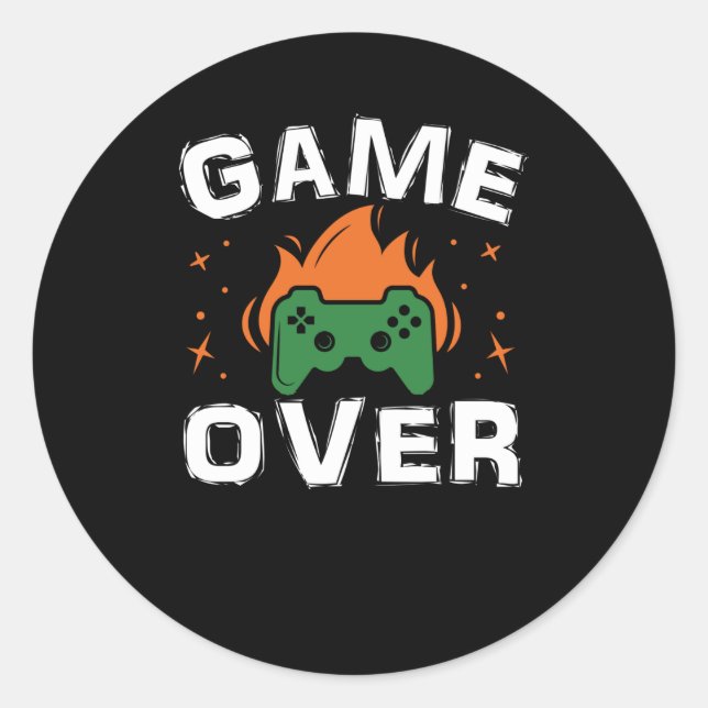 Pegatina Redonda Juego divertido de videojuegos sobre jugador retro (Anverso)
