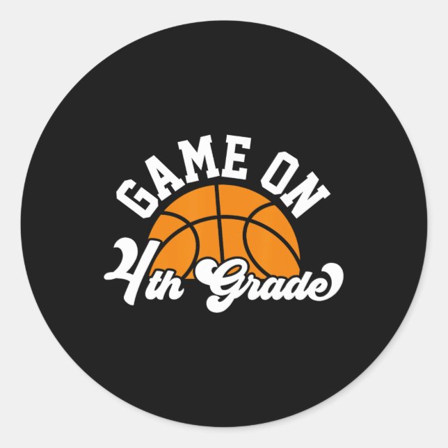Pegatina Redonda Juego divertido en 4º Grado Baloncesto Primer Día  (Anverso)
