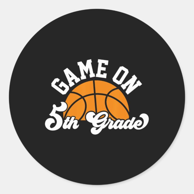 Pegatina Redonda Juego divertido en 5º Grado Baloncesto Primer Día  (Anverso)