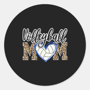 Pegatina Redonda Juego Divertido Mujeres Voleibol Pelota Leopardo M