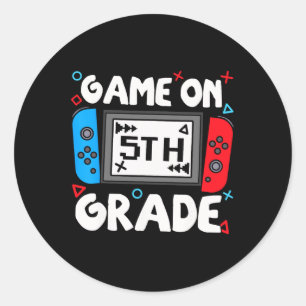 Pegatina Redonda Juego Divertido Para Jugadores Game On 5to Grado C