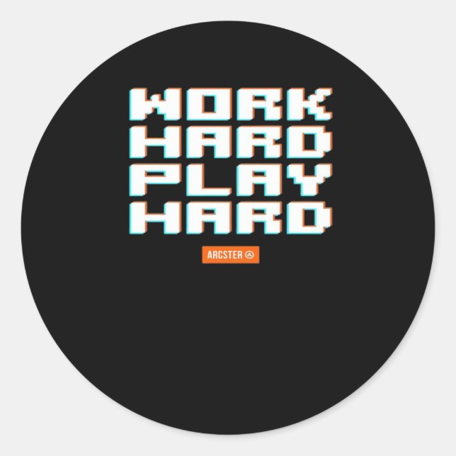 Pegatina Redonda Juego duro duro de trabajo Trama clásico duro (Anverso)