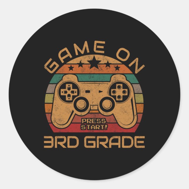 Pegatina Redonda Juego en 3er grado Primer día regalo de jugador de (Anverso)