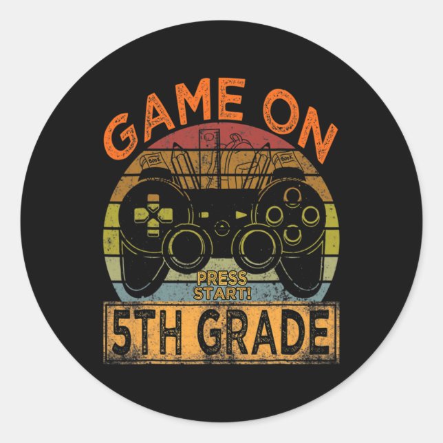 Pegatina Redonda Juego En 5º Grado Bienvenidos De Nuevo A Escolar G (Anverso)