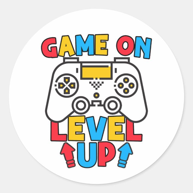 Pegatina Redonda Juego En Level Up Funny Birday Boy Gaming Lover (Anverso)