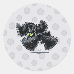 Pegatina Redonda Juego negro de cocker spaniel