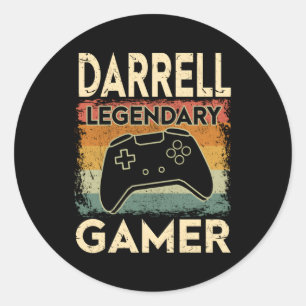 Pegatina Redonda Juego Nombre personalizado Darrell Leyenda Gamer