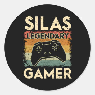 Pegatina Redonda Juego Nombre personalizado Silas Leyenda Gamer leg