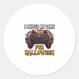 Pegatina Redonda Juego Pausado Halloween Controlador Murciélagos Fa