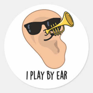 Pegatina Redonda Juego Por Ear Funny Music Pun