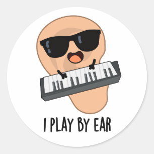 Pegatina Redonda Juego Por Ear Funny Music Pun