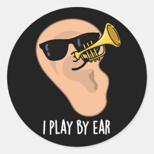 Pegatina Redonda Juego Por Ear Funny Music Pun Dark BG