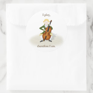 Pegatina Redonda "Juego Por Lo Tanto Soy" Cello Music