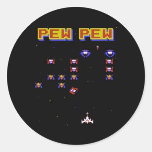Pegatina Redonda Juego Retro de Videojuegos Antiguo de la Escuela d