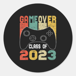 Pegatina Redonda Juego sobre la clase de 2023 Video Games Vintage G