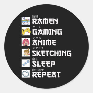 Pegatina Redonda Juegos animales repetir Otaku Anime Manga en video