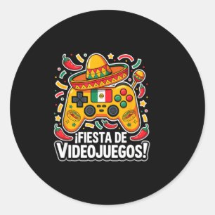 Pegatina Redonda Juegos cinco de mayo baloncesto