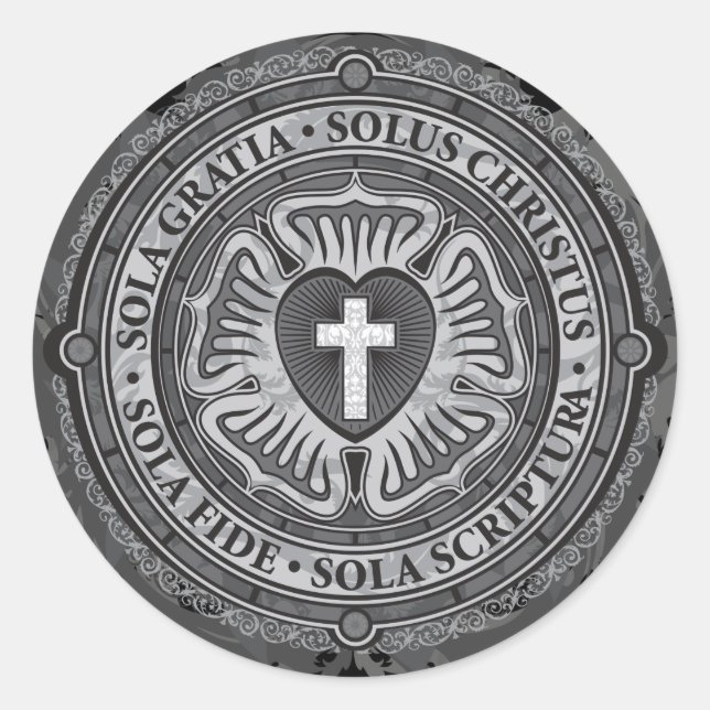 Pegatina Redonda "JUEGOS CRISTIANOS" Luther Rosa Cristiano Jesús Se (Anverso)