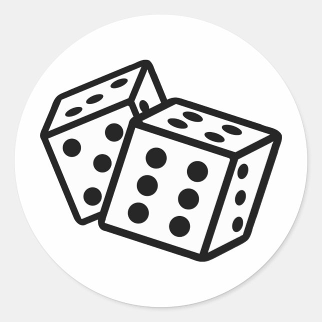 Pegatina Redonda juegos de casino de dados (Anverso)