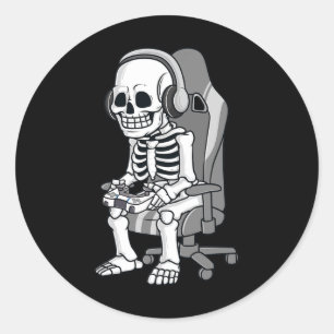 Pegatina Redonda Juegos de Halloween Skeleton Alarmante Niños de ju