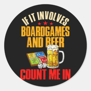 Pegatina Redonda Juegos De Mesa Y Cerveza Regalo Para Amantes De Ju