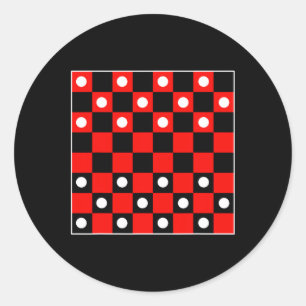 Pegatina Redonda Juegos de tablero de cheques de tablero negro y ro