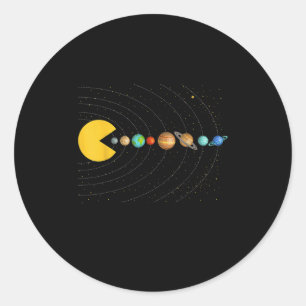 Pegatina Redonda Juegos divertidos de astronomía del sistema solar 