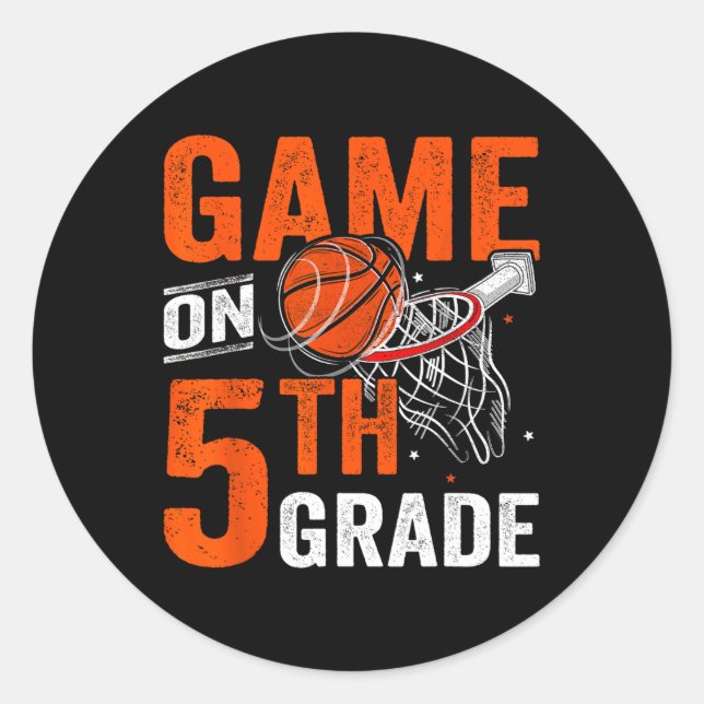 Pegatina Redonda Juegos Divertidos En Baloncesto De Quinto Grado Pr (Anverso)