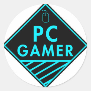 Pegatina Redonda juegos pc (azul)